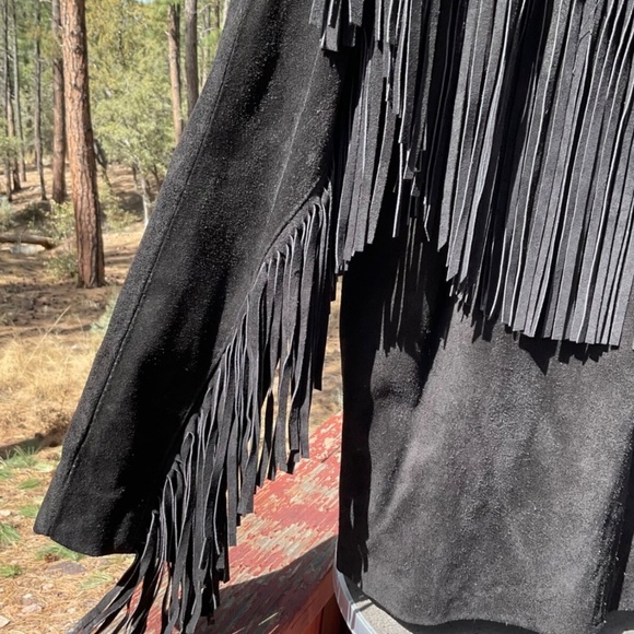 Vintage Women’s Leather Fringe Cowboy Jacket Black Small Contempo Casuals RARE - Picture 6 of 9